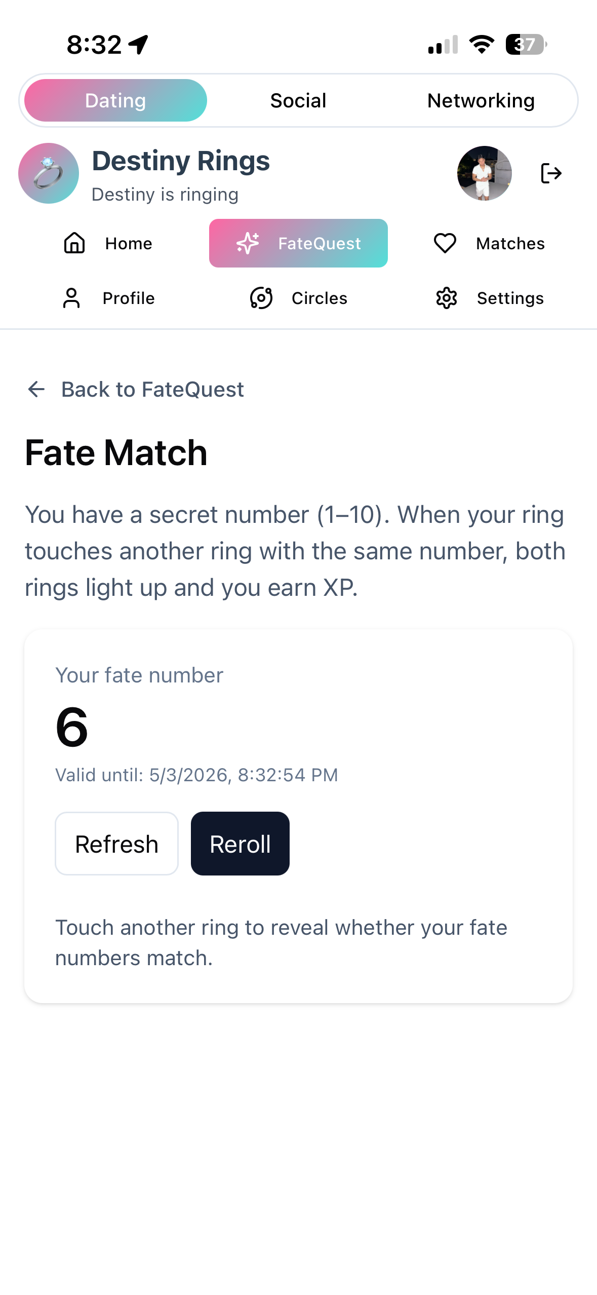 Fate Match screen